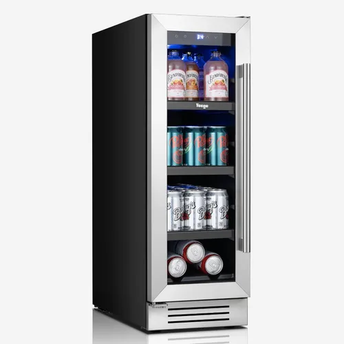 Miniatura 10 de Yeego Refrigerador de bebidas – Mini refrigerador de 100 latas de 15 pulgadas con puerta de vidrio, enfriador de bebidas de 34 a 54 ℉, integrado