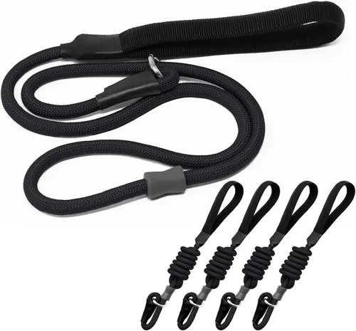 Miniatura 21 de Correa de Entrenamiento para Perros de Cuerda Deslizante Fuerte (4 pies) – Correa de Nylon Trenzado Resistente y Duradera con Tope de Goma y Mango