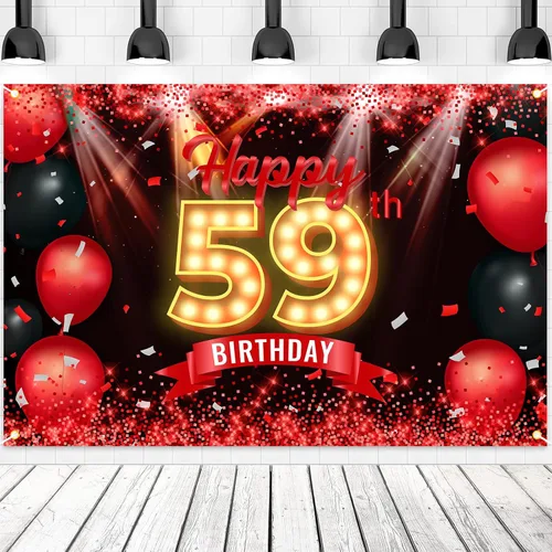 Miniatura 9 de Cartel de feliz cumpleaños 10 años, fondo rojo y negro, decoraciones de cumpleaños para niñas y niños de 10 años, artículos de fotografía