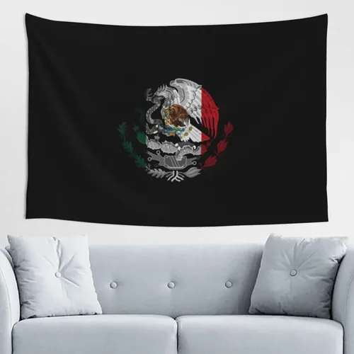 Miniatura 33 de JUHIOPOI Tapiz de pared con bandera de México, arte nocturno mexicano para decoración de pared lateral de dormitorio, (60 x 40 pulgadas)