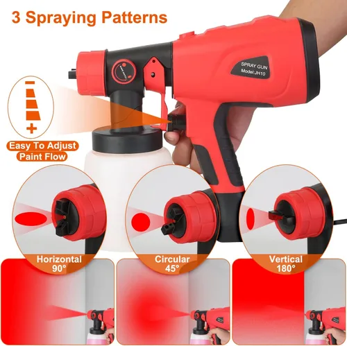 Miniatura 3 de Moclever - Pulverizador de pintura eléctrico Hvlp de alta potencia con recipiente de 27.1 fl oz, 5 boquillas de cobre y 3 patrones y filtro