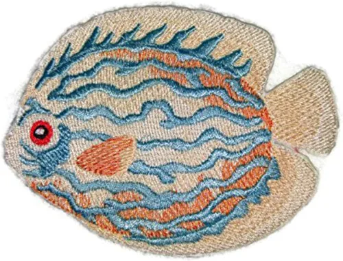 Nature's Bounty Hermosos retratos de peces personalizados [pez disco] Parche bordado para planchar y coser [4.5 x 3.5 pulgadas] fabricado en Estados