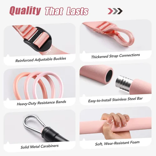 Miniatura 5 de Upgraded Pilates Bar Kit with Resistance Bands Natural Latex for Women & Men, Heavy-Duty Stainless Steel Multifunctional Yoga Pilates Stick for Home