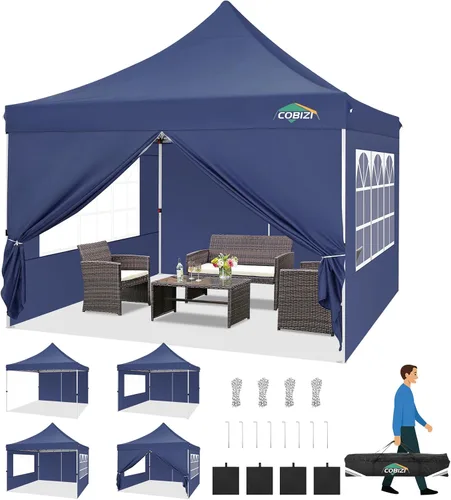 Miniatura 22 de COBIZI Canopy Tienda de campaña desplegable de 10 x 20 pies con 6 paredes laterales, toldo comercial impermeable, glorieta instantánea