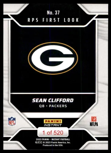 Miniatura 2 de Football NFL 2023 Panini Instant RPS First Look #37 Sean Clifford Packers