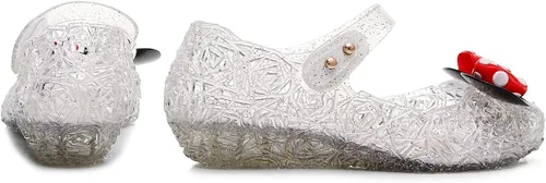 Miniatura 6 de Zapatos de gelatina para niñas, sandalias de cumpleaños de princesa de reina de la nieve para niñas pequeñas, sandalias azules con purpurina