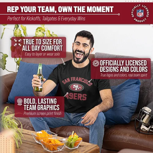 Miniatura 5 de Team Fan Apparel NFL - Camiseta Gameday para adultos, mezcla de algodón, sin etiquetas, semiajustada, da rienda suelta a tu espíritu