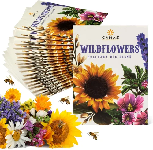 Camas - Paquetes de semillas de flores silvestres polinizadoras - (20) recuerdos de fiesta para atraer abejas, mariposas y colibríes a tu planta y