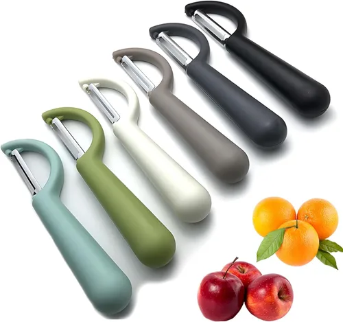 Trez Treamer Paquete de 6 peladores de verduras para cocina, pelador de patatas de acero inoxidable para manzana, verduras, zanahoria, frutas,