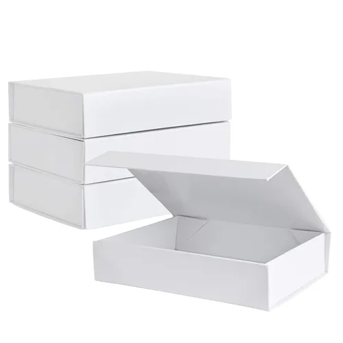 Purple Q Crafts Caja de regalo dura blanca con tapa de cierre magnético de 7 x 5 x 1.6 pulgadas, cajas pequeñas rectangulares para regalos con