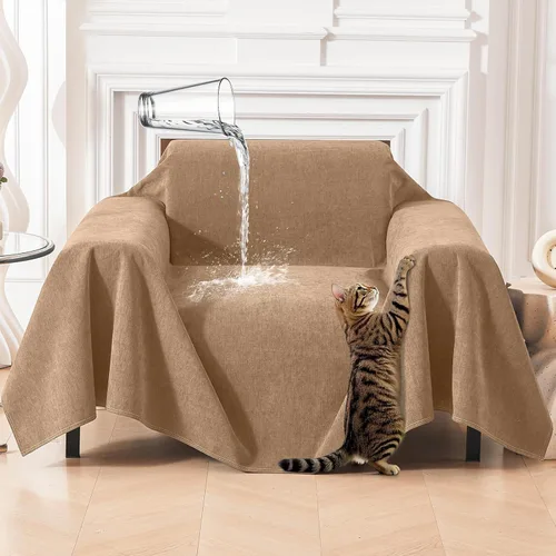 Miniatura 19 de Warmstar Couch Protector from Cat Claws, Waterproof Couch Cover Anti Slip,Couch Cover 3 Cushion Sofa Washable,Anti-Scratch Pet Sofa Cover Heavy Beige