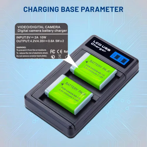 Miniatura 5 de Paquete de 2 baterías NB-13L con cargador dual USB-C compatible con Canon PowerShot G7 X Mark II, G7 X, G1 X Mark III, G5 X, G5X Mark II, G9 X Mark