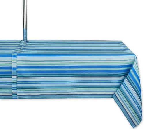 Miniatura 9 de DII Summer Stripe - Colección de mesa con cremallera para exteriores, multiusos, lavable a máquina, mantel, 60 pulgadas redonda, casa de playa