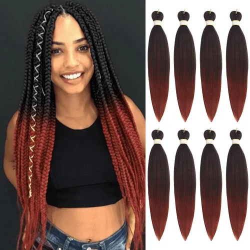 Miniatura 65 de Beyond Beauty - Trenzas preestiradas de cabello profesional sin picazón, ajuste de agua caliente, fibra sintética, textura Yaki, extensiones
