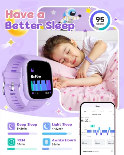 Miniatura 6 de Reloj inteligente para niños con rastreador de ubicación (solo iOS), rastreador de actividad física con contador de pasos, podómetro, frecuencia