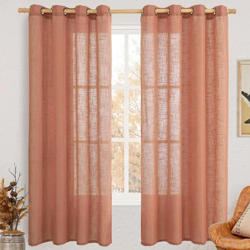 Miniatura 161 de LAMIT Cortinas de lino sintético para dormitorio, paneles filtrantes de luz, cortinas de lino con protección de privacidad con ojales para ventanas