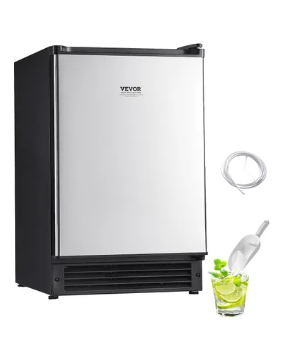 VEVOR Máquina de hielo integrada para debajo del mostrador, 15 libras/día debajo del mostrador, máquina de hielo con puerta reversible de acero