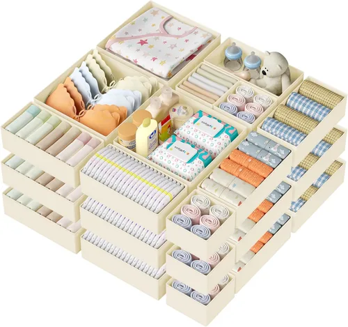 Miniatura 7 de DIMJ Organizador de cajones de ropa – Paquete de 20 contenedores organizadores de cajones de armario para almacenamiento de ropa de bebé, Rosa