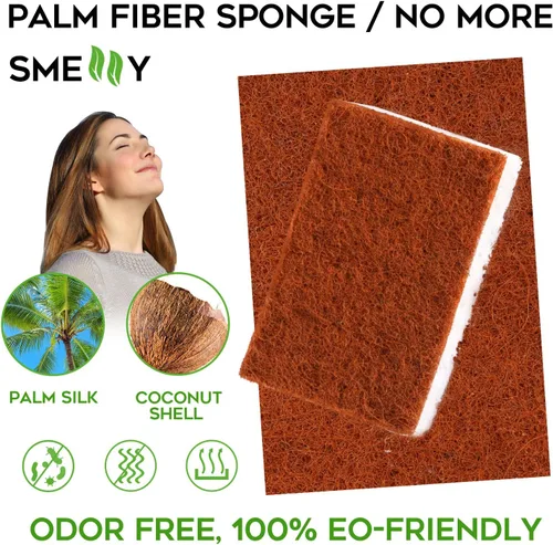 Miniatura 2 de Esponja natural a base de plantas, paquete de 12 esponjas de limpieza de fibra de palma con esponjas biodegradables compostables que no rayan