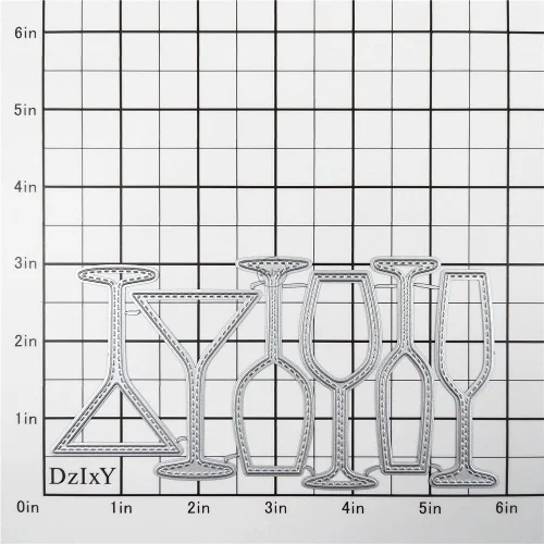 Miniatura 3 de DzIxY Troqueles de corte de metal para copas de vino de varias formas, kit de fabricación de tarjetas, troquelados, troquelados, plantillas de 6