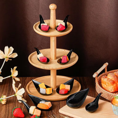 Miniatura 5 de Tessco - 400 mini cucharas de plástico para aperitivos de 4 pulgadas, platos desechables de degustación, cucharas de sopa asiática para salsas