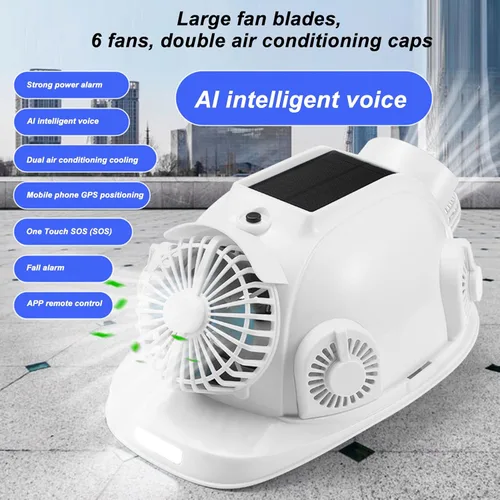 Miniatura 2 de Casco duro para construcción, casco de seguridad de ventilador solar, casco de trabajo de enfriamiento rápido con 6 ventiladores solares y luz