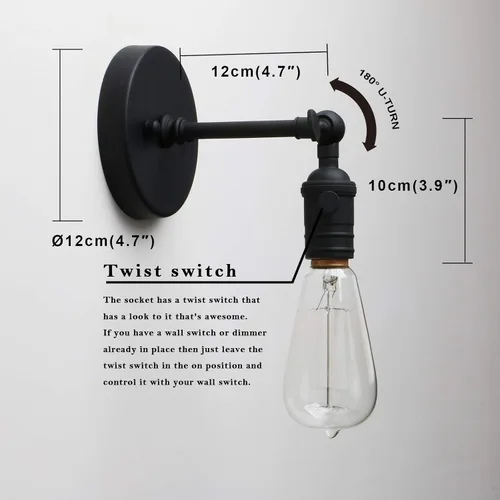 Miniatura 3 de Permo Vintage lámpara estilo candelabro de metal industrial para montar en pared, 60.00watts Cromo (Poste Elegante)
