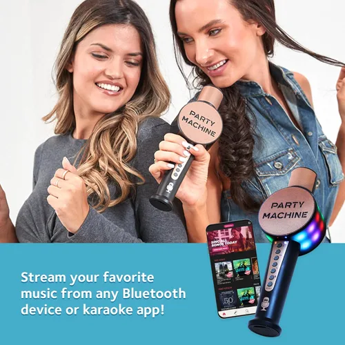 Miniatura 3 de Micrófono de karaoke inalámbrico Singing Machine para niños y adultos, micrófono de fiesta (Oro rosa) - Micrófono portátil Bluetooth de mano