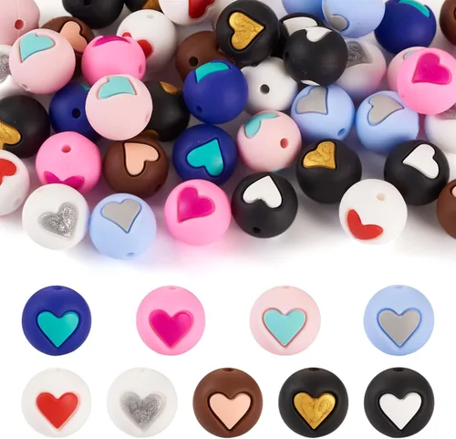 Miniatura 13 de Craftdady 20 cuentas de números de silicona de 0.531 in, números blancos y negros, 0-9, cuentas focales redondas para bolígrafos, manualidades