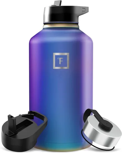 Miniatura 79 de IRON °FLASK Frasco de hidratación para acampar y senderismo con pajilla, botella de agua deportiva de acero inoxidable con aislamiento de boca Dark
