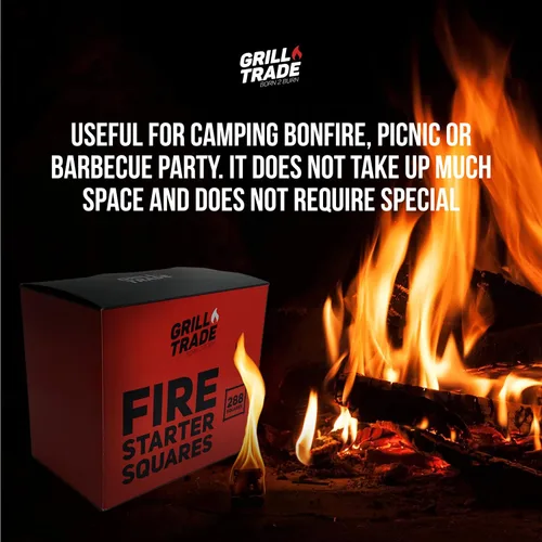 Miniatura 2 de Grill Trade Arrancadores de fuego para estufa de leña, chimenea, fogatas, parrilla, hoguera, barbacoa, 288 piezas cuadrados de inicio