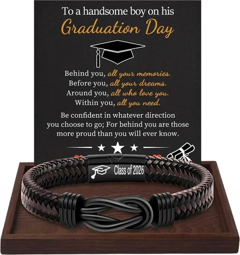 Miniatura 28 de Regalos inspiradores para hombres, pulseras con código morse, pulseras para hombre, regalos de graduación para él, Día del Padre, pulsera de cuero