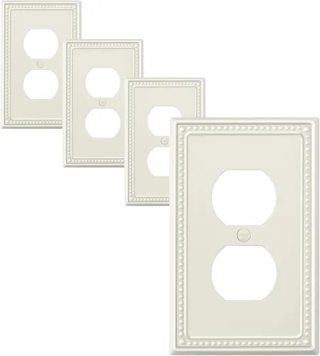 Miniatura 74 de Paquete de 4 placas de cubierta para interruptor de luz de palanca individual, cubiertas decorativas de perlas, placa de pared de metal almendra