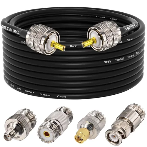 Miniatura 42 de Cable de puente PL259 de 1 pie - Cable coaxial RG58 de 15 pulgadas corto 50 ohmios coaxial para medidor SWR radio de radioaficionado radio CB