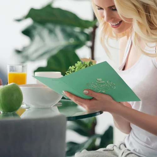 Miniatura 2 de CUTE POPUP Tarjetas desplegables del día de San Patricio, nueva gran apertura con diseño único de trébol verde, detalles sofisticados vienen en un