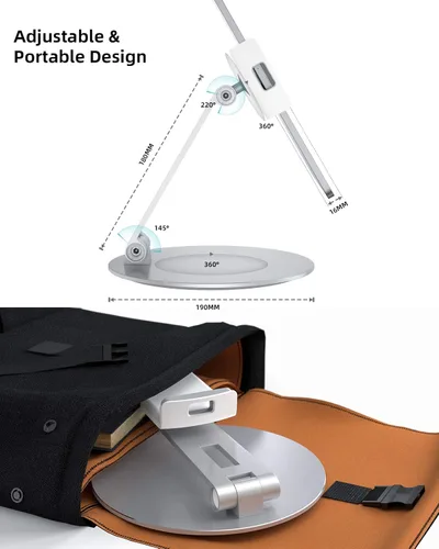Miniatura 6 de Stouchi Soporte para tableta, soporte de base giratoria de 360°, soporte de escritorio ajustable con base resistente para iPad Pro Air Mini, Kindle