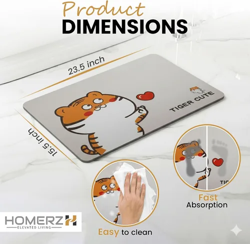 Miniatura 2 de Homerz Tapete de baño de piedra de alta calidad, tapete de baño de tierra de diatomeas absorbente de roca para baño, tapete de secado de piedra