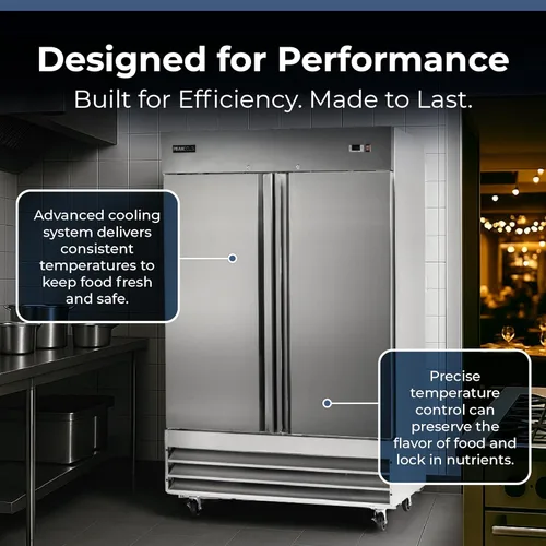 Miniatura 3 de PEAKCOLD by Iron Mountain - Alcance comercial de 2 puertas en refrigerador de acero inoxidable, interior blanco; 47 pies cúbicos, 54 pulgadas