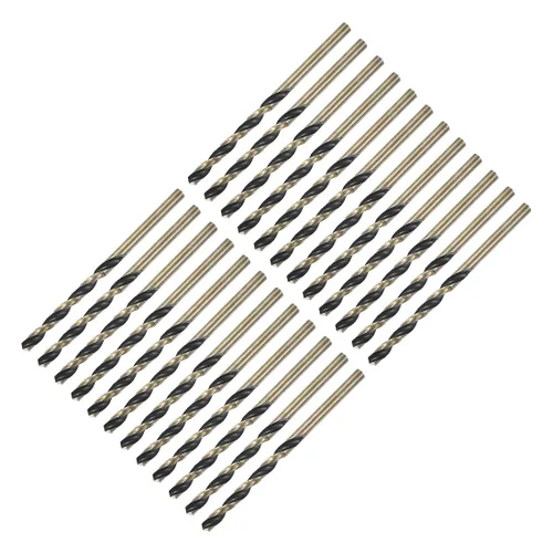 Miniatura 19 de uxcell 24 brocas de vástago recto, 0.118 in, titanio dorado y nitruro negro, acero de alta velocidad (HSS) 4341 con vástago de 0.118 in