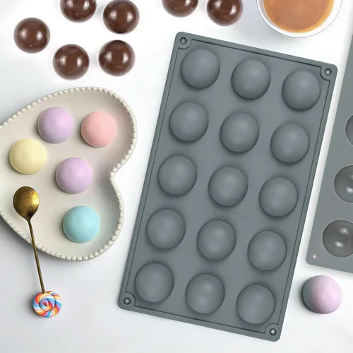 Miniatura 2 de Molde de silicona semiesfera para trufas de chocolate, caramelos, juego de 2 Soft Easy to Demold,30 Cavities for Ice Cubes, Jelly, Jello, Cake