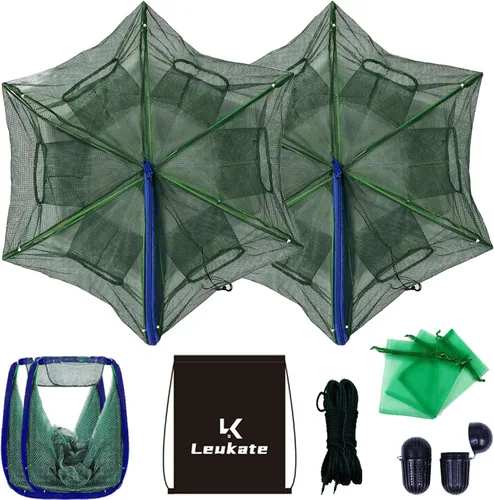 Miniatura 11 de Red de Pesca Plegable para Carnada y Pececillos - Red de Pesca Duradera para Pececillos, Cangrejos, Cangrejos de Río y Camarones - Diseñada