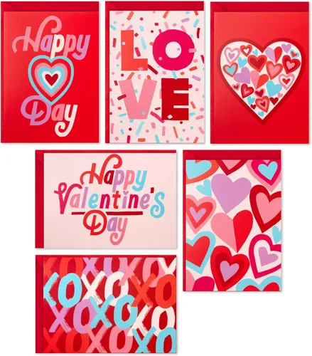 Hallmark Surtido de tarjetas del día de San Valentín, corazones XO (36 tarjetas en blanco y sobres)