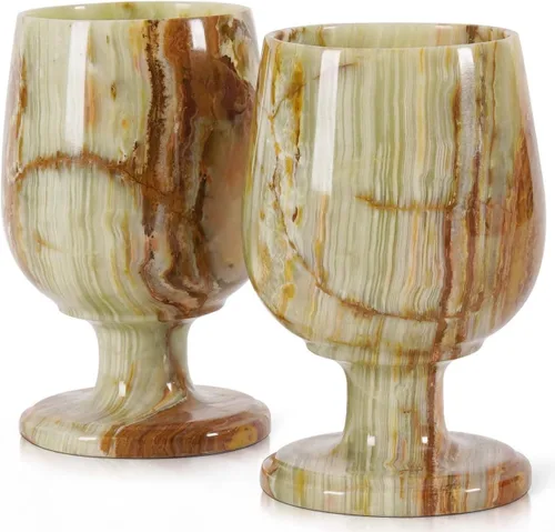 Miniatura 10 de Radicaln Juego de copas de vino de mármol de 2 piezas, hechas a mano, de 5" pulgadas, copas de vino con tallo para decoración de bar en el hogar