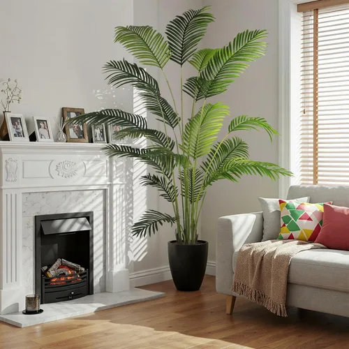 Miniatura 3 de Worth Garden - Paquete de 2 palmeras artificiales de areca de 82 pulgadas en maceta, 7 pies, planta de seda de caña falsa para interiores