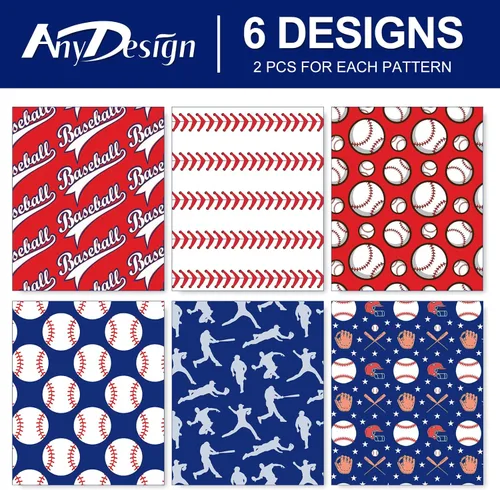 Miniatura 3 de AnyDesign 12 hojas de papel de regalo de béisbol, no enrolladas, papel de regalo deportivo, papel de regalo deportivo, plegado a granel, papel plano