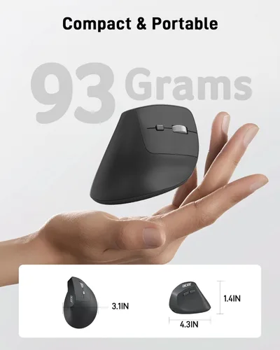 Miniatura 9 de Acer Ratón Ergonómico Inalámbrico, Ratón Vertical con DPI Ajustable 1000/1200/1600 con 6 Botones, Ratón Ergo Recargable con Receptor USB de 2.4GHz