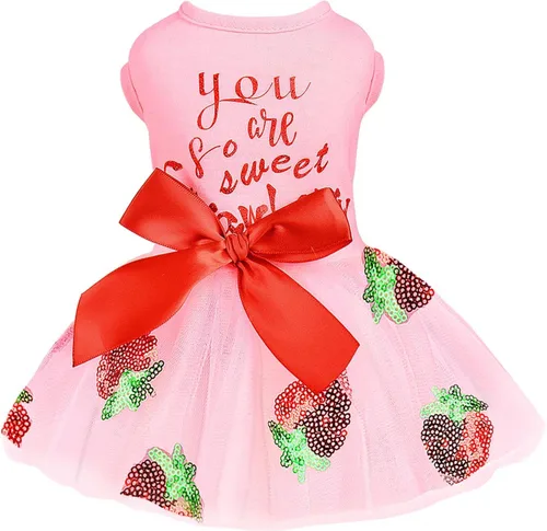 Miniatura 11 de Feliz cumpleaños linda falda rosa para perras pequeñas, vestido de primavera/verano