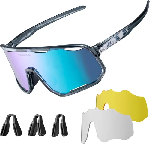 Miniatura 10 de ROCKBROS Polarized Sunglasses for Men Women UV400 Protection Cycling Running MTB Biking Baseball Softball Glasses 3 Lenses Azul profundo