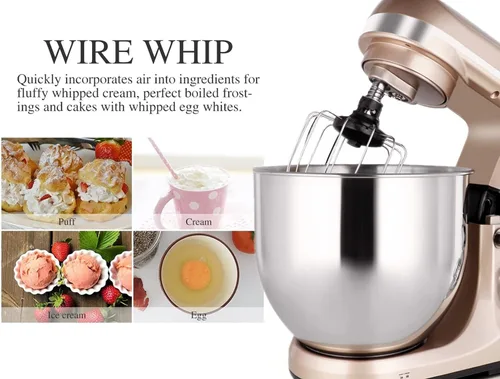 Miniatura 6 de Professional - Mezclador MK37A 500W, recipiente 5-Qt, 6 velocidades, con cabezal inclinado, máquina eléctrica para mezclar alimentos, Champán
