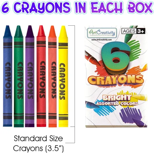 Miniatura 3 de ArtCreativity Paquetes de crayones a granel, 25 juegos de 6 paquetes, total 150 crayones a granel, paquetes individuales no tóxicos para niños